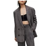 AllSaints Gray Double Breasted Blazer Jacket Relaxed Fit Office Career Size 4 Photo 4