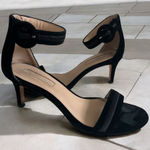 Antonio Melani Black Velvet Ankle Strap Kitten Heels Sandals Size 6 Photo 0