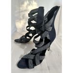 Daya by Zendaya Women Blue Denim Caged Heels Elastic Straps Open Toe Size 10 Photo 1