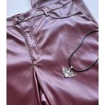 Anthropologie  Joie Faux Leather Pants Size 8 Burgundy Straight Fit High Waist Photo 15