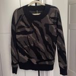 Athleta  Jacquard Wool Blend Black & Brown Camo Crewneck Sweater Photo 1
