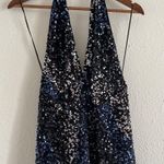 Free People Glitter & Gold Midi Sequined Halter Dress Size L Open Back Photo 2