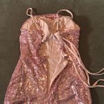 Women’s Pink Sequined Short Homecoming Party Dress Ruffle Hem CorsetBack Size 0 Photo 11
