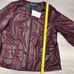 Susan Graver  Style Womens Jacket Faux Leather Size M Zip Up Burgundy Snake skin Photo 6