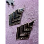 Trifari Vintage Style Black Gold Earring Lot of 3 Pairs Statement Dangle Square Studs Photo 2