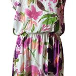 NEW Lascana Flutter Sleeve Flowy Viscose Midi Dress White Purple Pink Floral 8 Photo 4