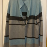 Charter Club Soft Blue and Light/ Dark Gray Knit Cardigan Open Front No Buttons Photo 0