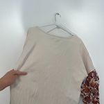 Anthropologie  ANTHRO Annette Top Cream Beige Floral Sleeve Waffle Knit Thermal M Photo 12