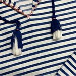 Cabana Life Navy Blue Stripe Hooded Cover Up Dress Top Tassel Womens Size Medium White Photo 6