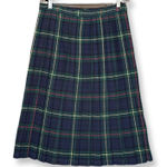 Vintage 70s Parsons Place Tartan Wool Plaid Saddle Skirt Blue Size 18 Photo 0