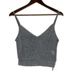 ZARA Metallic Gray Crochet Mesh V Neck Spaghetti Strap Cropped Tank Top S Grey Photo 14