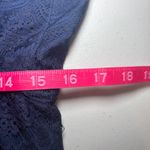 Fossil Penny Lace Dress M Bohemian Cap Sleeve V-Neck Elastic Waist Scallop Navy Photo 8