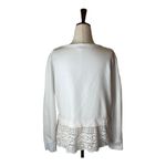 J.Crew  White Cotton Round Neck Long Sleeve Eyelet Hem Sweatshirt‎ Size S Photo 2