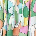 Japna  Strapless Flounce Top Summer Maxi Dress Retro Aqua & Pink Print Size Small Photo 4