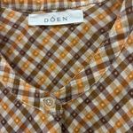 Dôen Brenna Top Plaid Puff Sleeve Blouse Peasant Boho Cottagecore XS Brown Photo 2