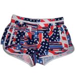 Fabletics  Tyson Track Shorts Womens XS Patchwork Pride Red White Blue Zip Pocket Photo 8