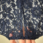 J.CREW Lace Blouse Top Womens 4 Navy Blue‎ Floral Long Sleeve Crew Party Holiday Blue Photo 6