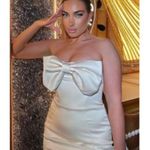 House Of CB  Ariella Satin Crystal Embellished Bow Dress in Ivory Size Small Photo 1