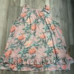 cupio Pink and green floral tank top with ruffle hem pit to pit is 20, length is 27 Photo 4