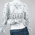 Storia Floral Smocked Tie Crop Top Ruffle Sleeves Woman's Small NEW! Photo 4