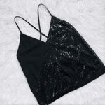 Black sequin party rave Coachella blouse Size M Photo 0