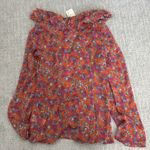 Free People NEW NWT  nina printed top in tulip ditsy orange floral bell sleeve Photo 10