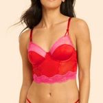 NWT Red and Pink Lace Bustier Bra Size M Photo 0