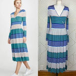 Stine Goya Alina Light Jersey Striped Maxi Dress Blue Green Size‎ US XXS Photo 1