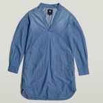 G-Star RAW Millery Denim Shirt Dress L NWT V-Neck Long Sleeve Photo 1