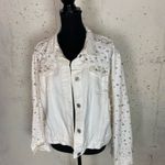 #700 BOUTIQUE White Pearl Beaded Jean Jacket White Size XL Photo 5