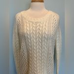 POL  Cable Knit long sleeve lace hem detail off white sweater size Medium Photo 2