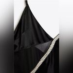 ZARA Bloggers Fav Black Satin Effect Rhinestone V-Neck Midi ChristmasDress Sz M Photo 9