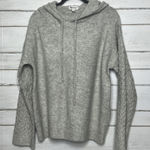 &merci &merci Gray Knit Hoodie Sweater Cable Knit Sleeve Cozy Pullover Size Small Photo 0