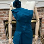 Romeo + Juliet Couture deep turquoise satin one shoulder dress / S / NWOT Photo 7