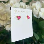 Kendra Scott • ARI HEART STUD EARRINGS • GOLD NEON PINK • BRAND NEW Photo 1
