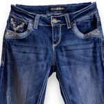 Cello Bootcut Western Jeans Juniors Size 5 / 26” Med-Dark Wash Distressed Photo 4