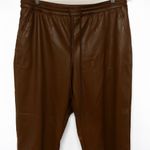 A New Day  Faux Leather High Waisted Joggers Pants Brown Cuffed Ankle Photo 4