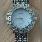 Seiko Tressia Solar Diamond Luxury Ladies Watch Pearl Dial Stainless Bracelet Photo 3
