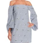 Lucy Paris  Gingham Floral Embroidered Off Shoulder Stripe Mini CasuAl Dress Photo 0