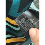 Worthington  Women's XL Geometric Print Short Sleeve V-Neck Top Teal Yellow Black Photo 4