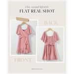 NEW V Neck Smocked Tiered Belted Ruffle Hem Mini Dress L Pink Size L Photo 4