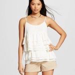 Who What Wear Tiered Ruffle Tank Top Cream Size XS Photo 0