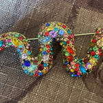 Women's Snake Brooch Gold with Multicolor stones Photo 0