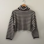Miou Muse Striped Turtleneck Sweater Oversized mocha and black Size S Photo 1