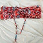 SheIn Red And Floral Strapless Bikini Top Photo 0