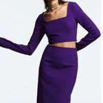 ZARA NWOT   LONG SLEEVES SQUARE NECK DEEP PURPLE CROP TOP BLOGGERS FAV S Photo 3