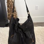 Ella Moss Ella‎ Moss Black Leather Bucket Bag Hobo Purse Tassel Drawstring Shoulder Bag Photo 0