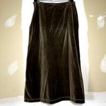 Sundance  Velvet Midi Skirt A Line Back Zipper Side Slits Hem 100% Cotton Brown 6 Photo 3