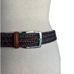 Torino Mens Italian Braided Leather/ Linen Casual Stretch Belt Size 34 Brown Photo 3