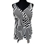 Catherines Black White Geometric Stripe Tankini Top V Photo 1